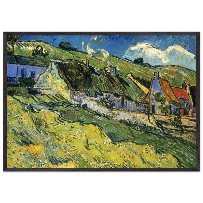 A Group of Cottages - Vincent van Gogh 70x100 cm / 28x40 inches Framed Art Print – Black Wooden Frame
