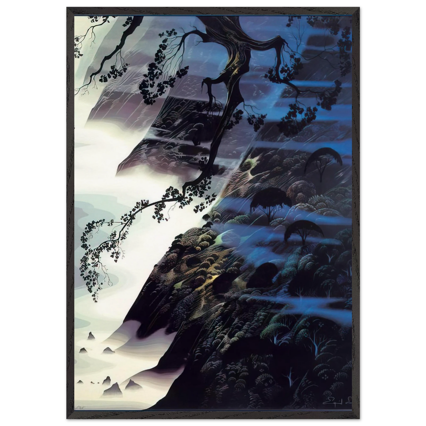 Sea Wind and Fog - Eyvind Earle 70x100 cm / 28x40 inches Framed Art Print – Black Wooden Frame