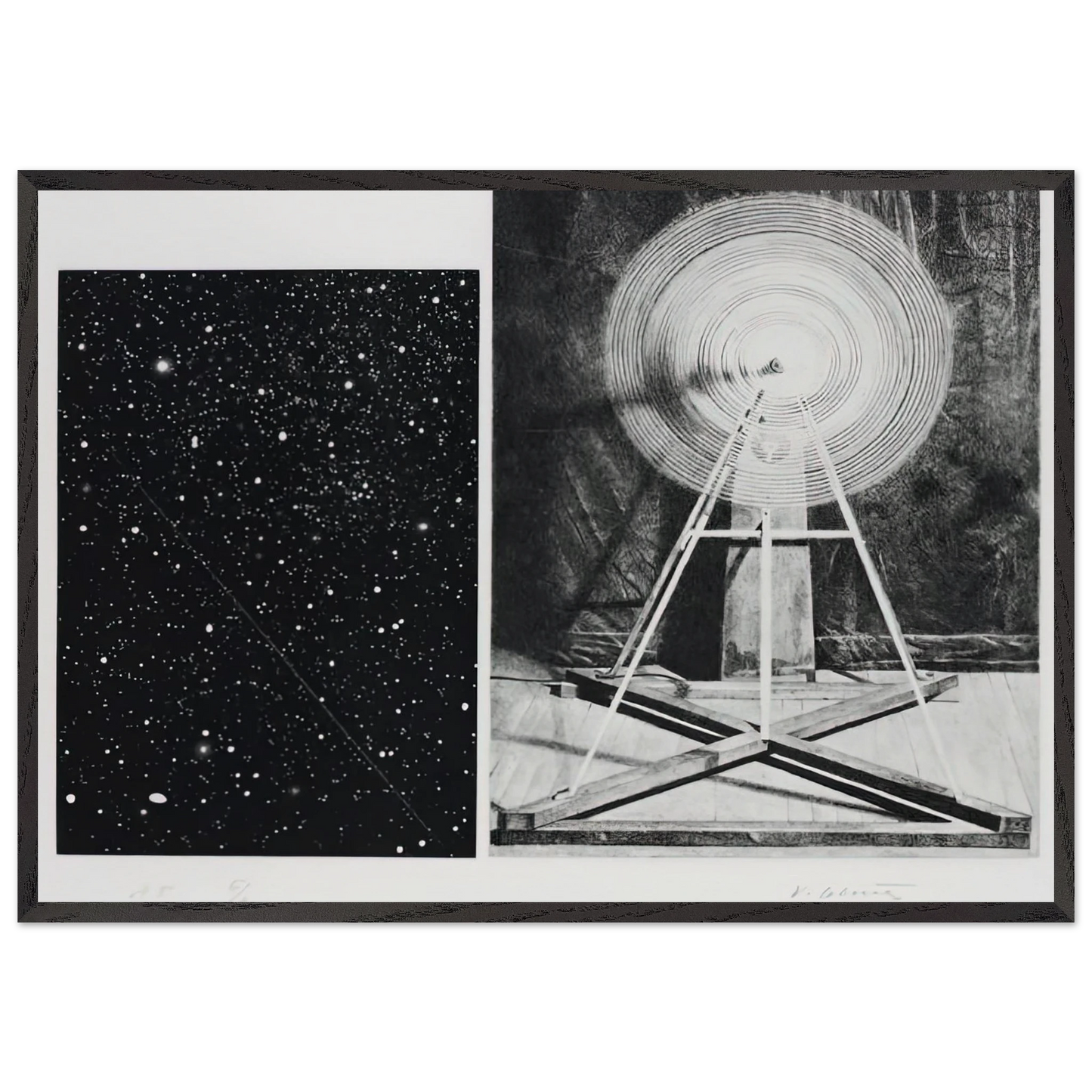 CONCENTRIC BEARINGS A 1984 - Vija Celmins 70x100 cm / 28x40 inches Framed Art Print – Black Wooden Frame