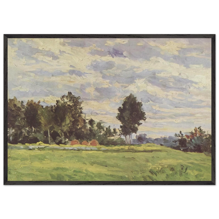 Landscape in the Ile de France - Paul Cezanne 70x100 cm / 28x40 inches Framed Art Print – Black Wooden Frame