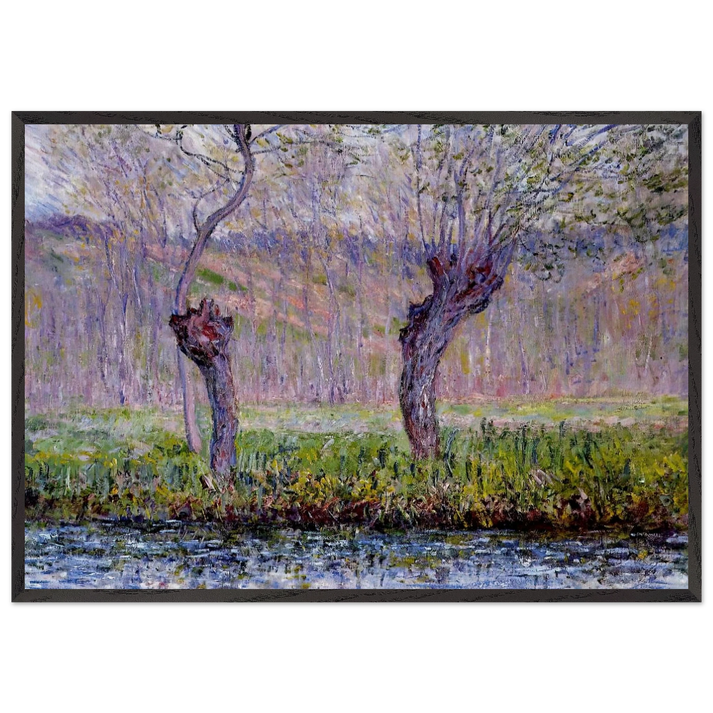 Willows in Springtime - claude monet 70x100 cm / 28x40 inches Framed Art Print – Black Wooden Frame