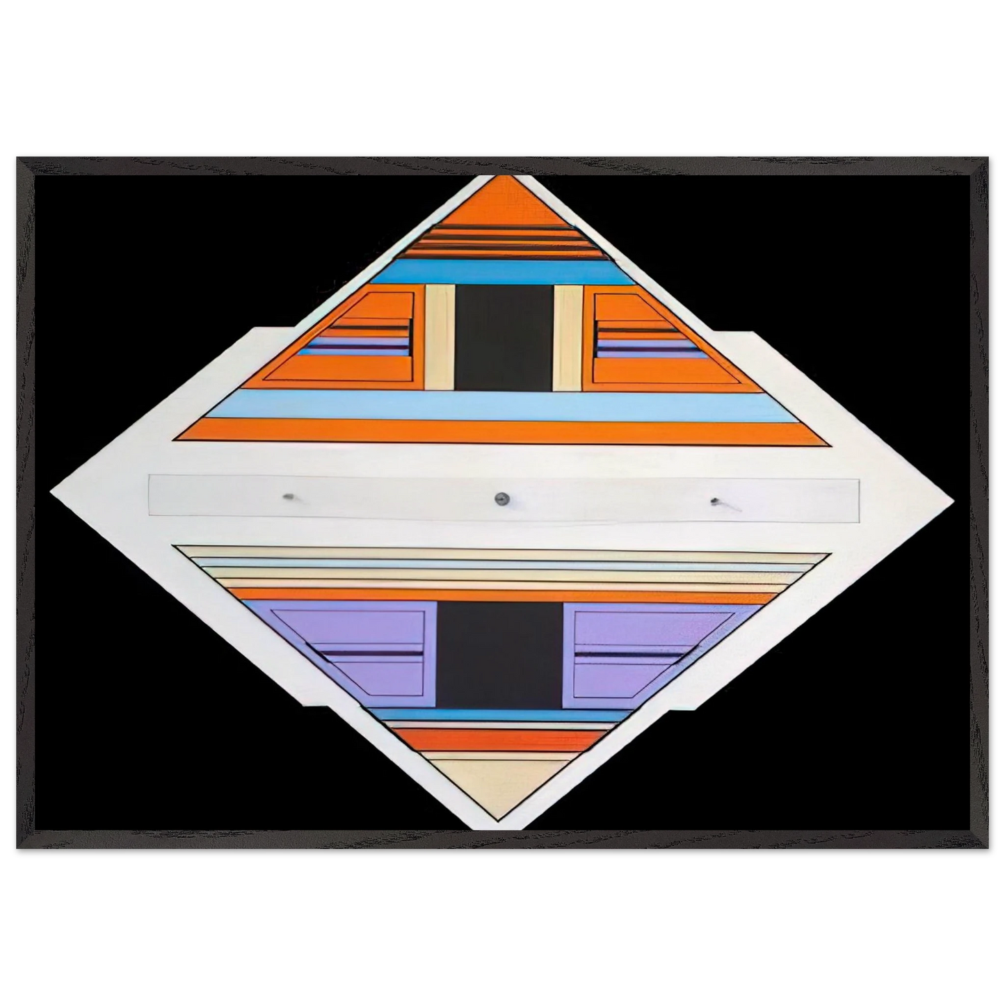 Elan - 1989 - Carmelo Arden Quin 70x100 cm / 28x40 inches Framed Art Print – Black Wooden Frame