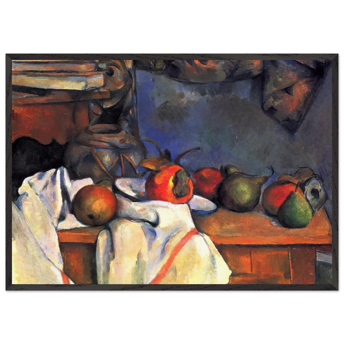 Still Life with Pomegranate and Pears - Paul Cezanne 70x100 cm / 28x40 inches Framed Art Print – Black Wooden Frame