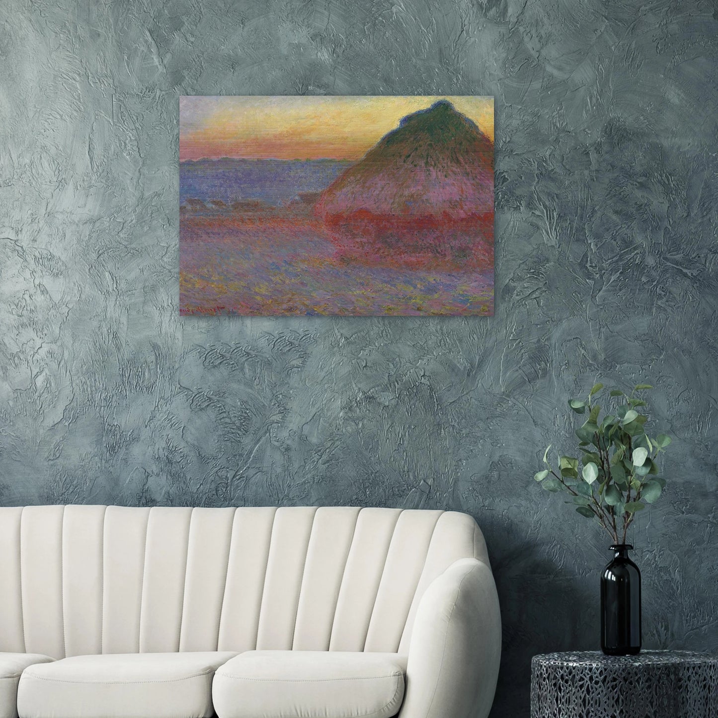 Grainstack in the Sunlight - claude monet Brushed Aluminum Print - 70x100 cm / 28x40 inches | claude monet Aluminum Print | claude monet Prints