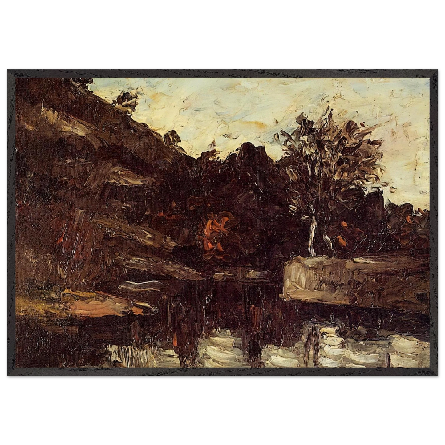 Bend in the River - Paul Cezanne 70x100 cm / 28x40 inches Framed Art Print – Black Wooden Frame