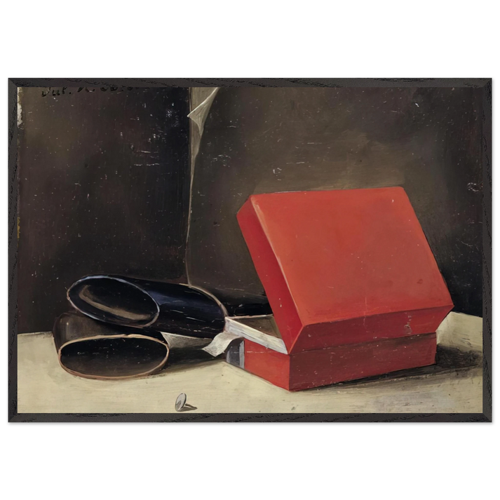 Scatola rossa con astuccio per occhiali - 1923 - Julius Bissier 70x100 cm / 28x40 inches Framed Art Print – Black Wooden Frame