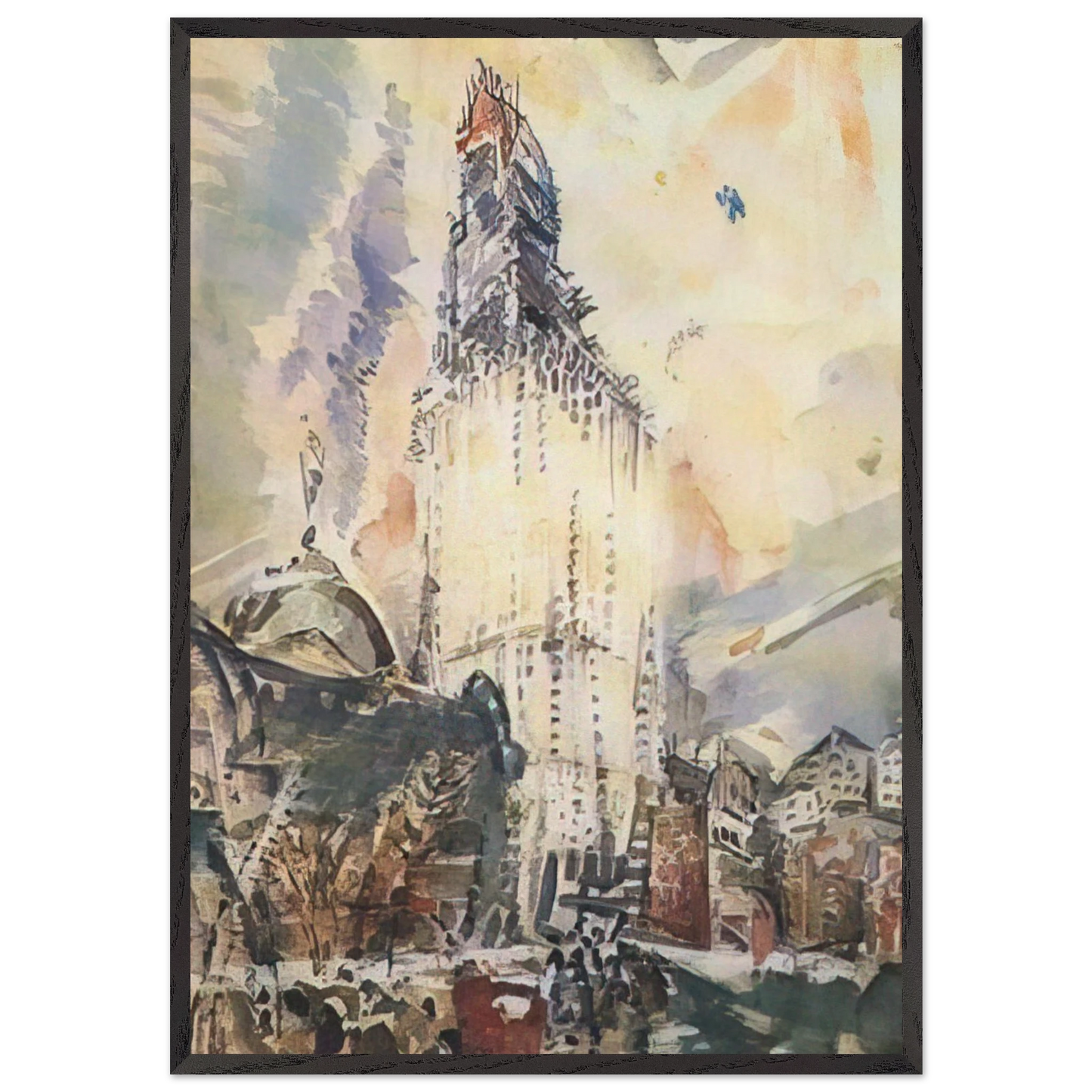 Woolworth Building No 28 - 1912 - John Marin 70x100 cm / 28x40 inches Framed Art Print – Black Wooden Frame