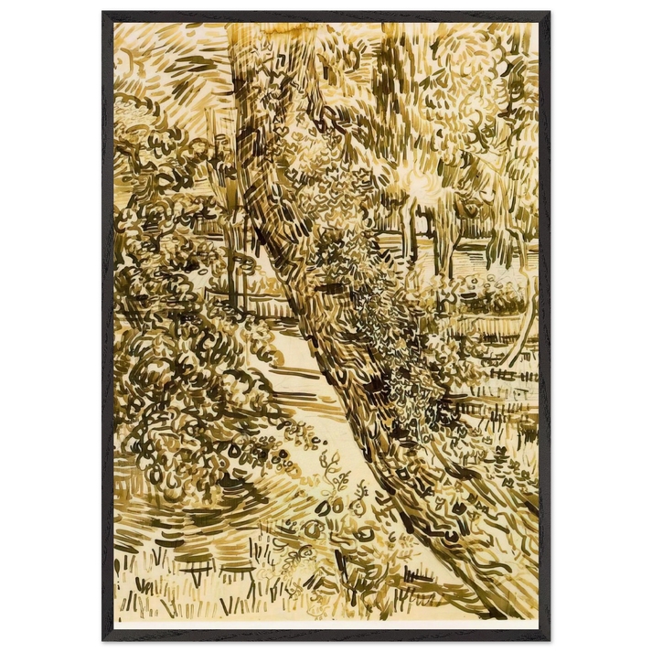 Tree with Ivy in the Asylum Garden - Vincent van Gogh 70x100 cm / 28x40 inches Framed Art Print – Black Wooden Frame