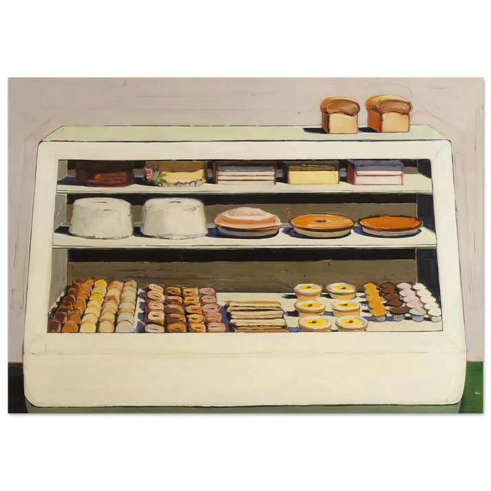 Wayne Thiebaud - Bakery Counter - 1962 Wall Art - 21x29.7 cm / 8x12" - Premium Wooden Framed Poster With Fine Art Paper - Wood frame