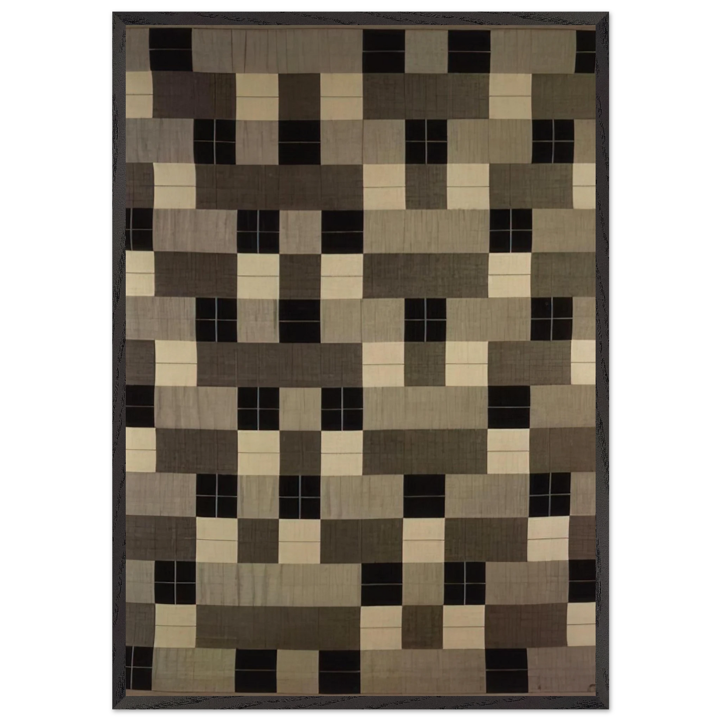 BLACK WHITE GRAY 1964 - Anni Albers 70x100 cm / 28x40 inches Framed Art Print – Black Wooden Frame