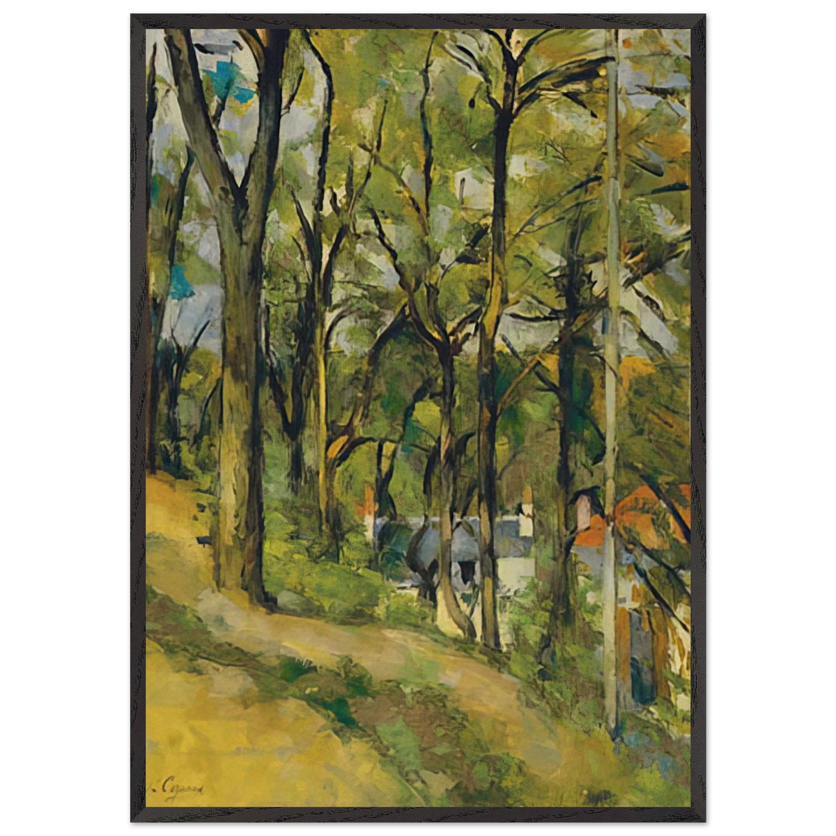 The Orchard - Paul Cezanne 70x100 cm / 28x40 inches Framed Art Print – Black Wooden Frame