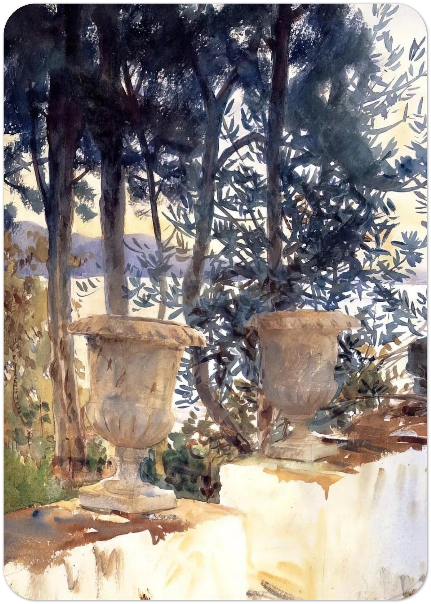 Corfu The Terrace By John Singer Sargent Pack of 10 Post Cards | John Singer Sargent Post Cards | A6 (10.5 x 14.8 cm) - 4.1 x 5.8 inches