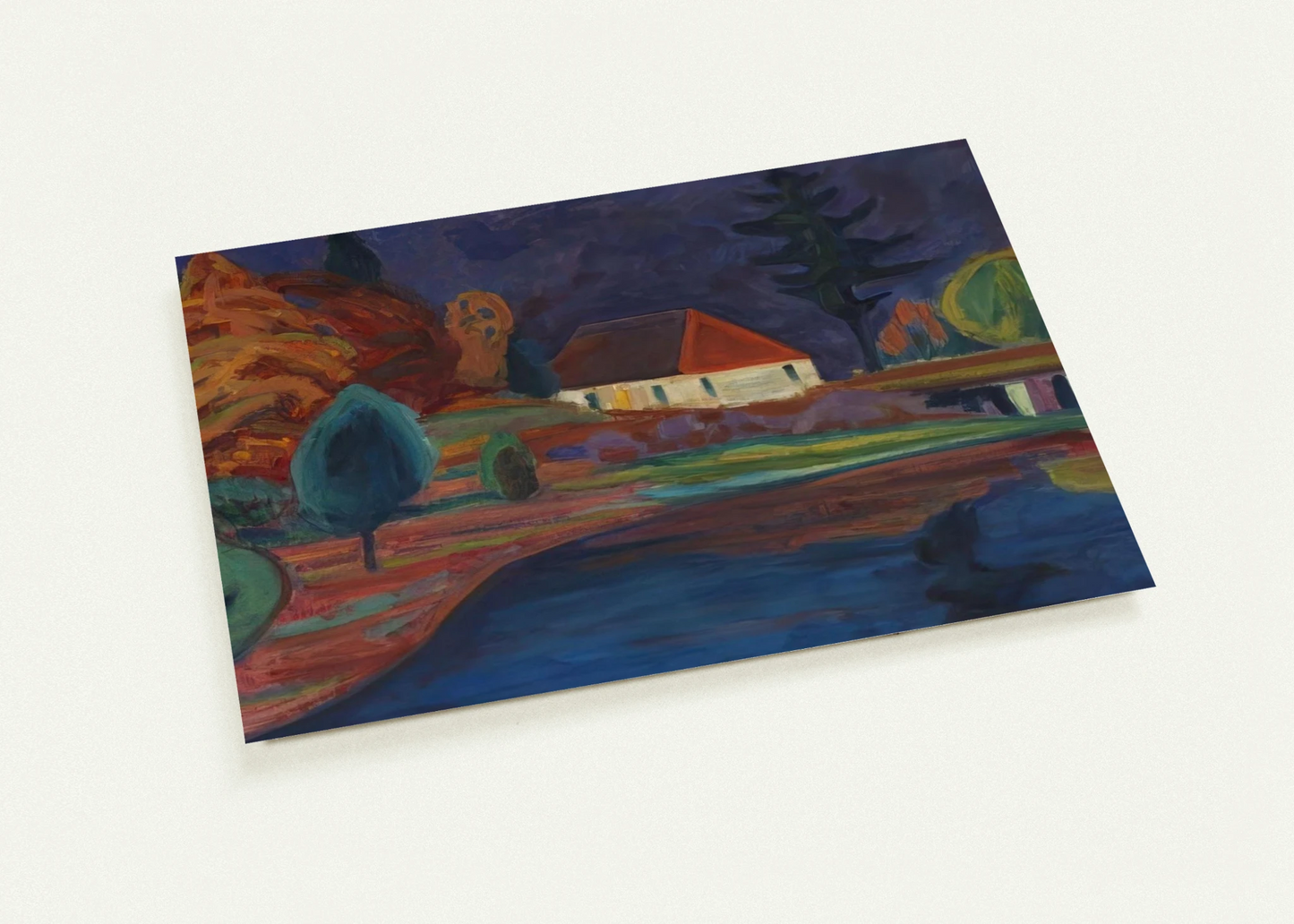 LANDSCHAFT MIT HAUS IN OBERAU 1908 By Gabriele Munter Pack of 10 Post Cards | Gabriele Munter Post Cards | A6 (10.5 x 14.8 cm) - 4.1 x 5.8 inches