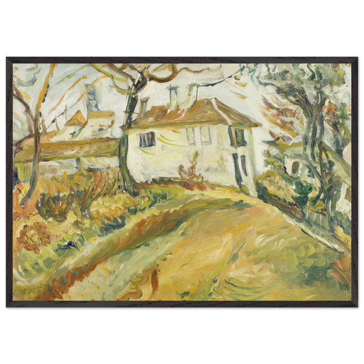 WHITE HOUSE ON A HILL - Chaim Soutine 70x100 cm / 28x40 inches Framed Art Print – Black Wooden Frame