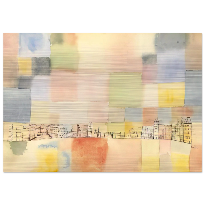 NEUER STADTTEIL IN M 1928 - Paul Klee Brushed Aluminum Print - 70x100 cm / 28x40 inches | Paul Klee Aluminum Print | Paul Klee Prints