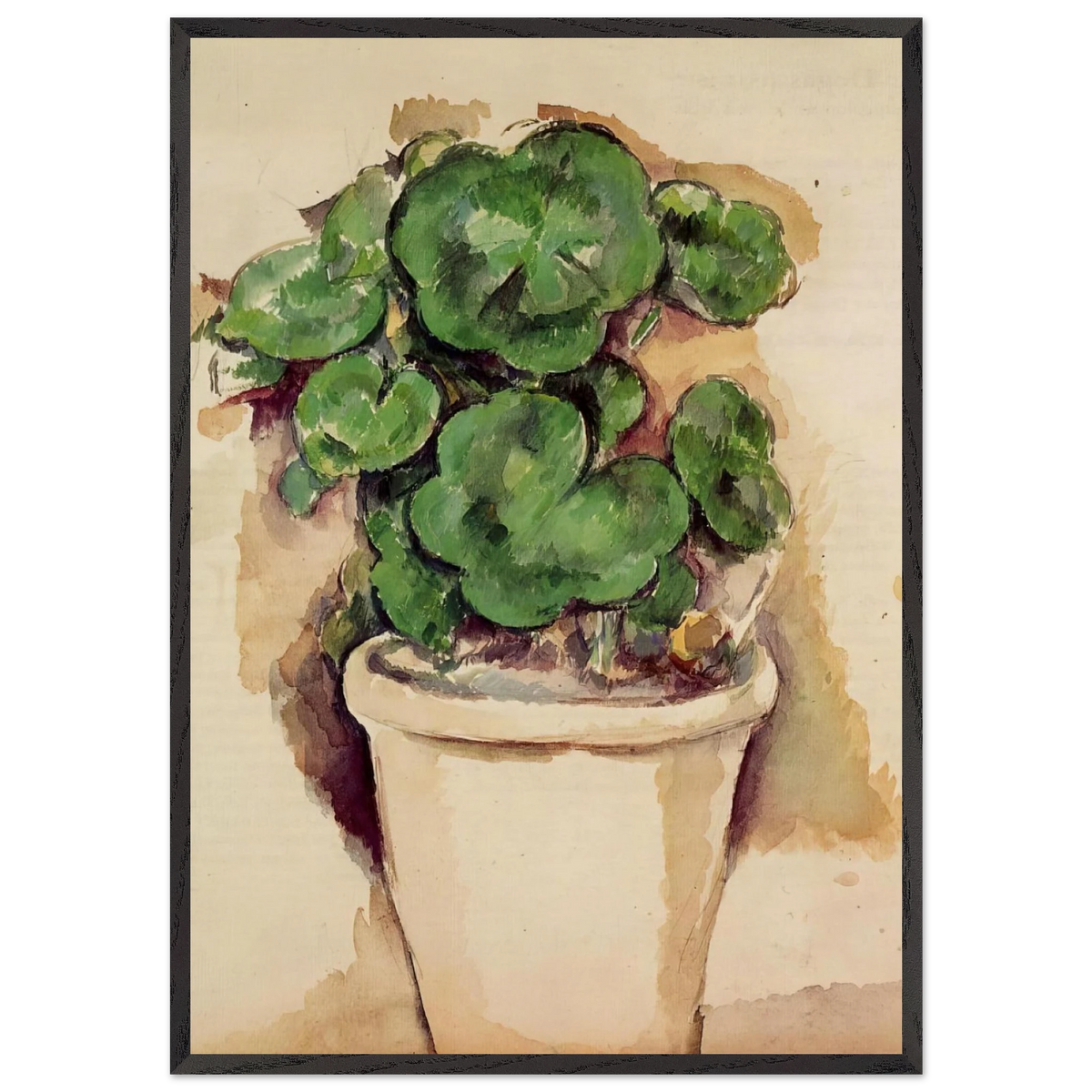 Pot of Geraniums - Paul Cezanne 70x100 cm / 28x40 inches Framed Art Print – Black Wooden Frame