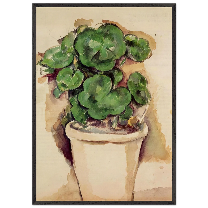 Pot of Geraniums - Paul Cezanne 70x100 cm / 28x40 inches Framed Art Print – Black Wooden Frame
