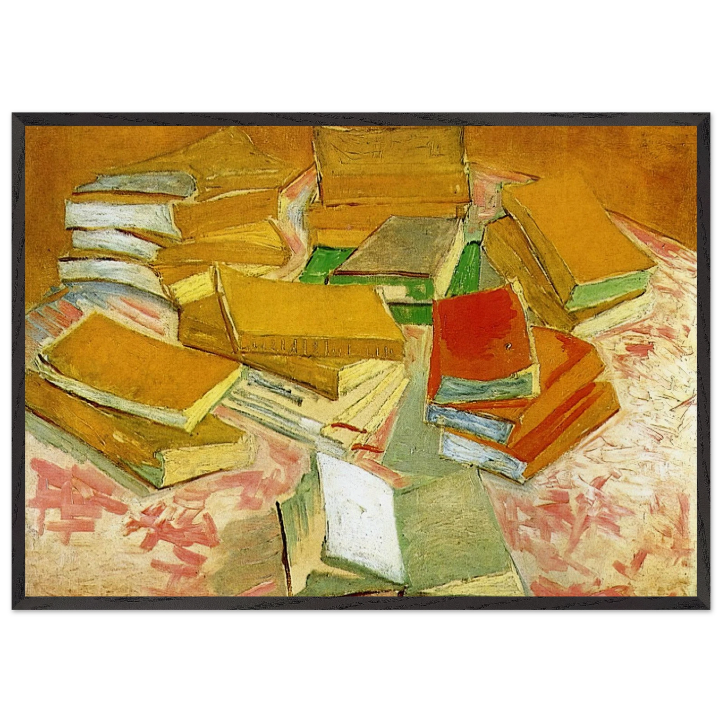Still Life - French Novels - Vincent van Gogh 70x100 cm / 28x40 inches Framed Art Print – Black Wooden Frame