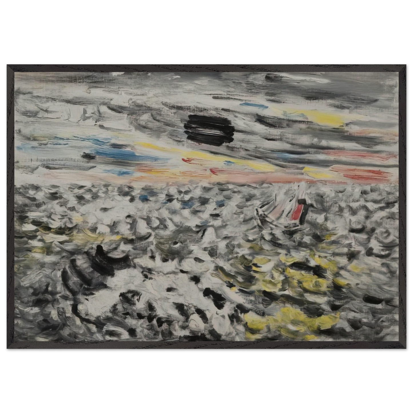 Movement in Greys and Yellows - 1946 - John Marin 70x100 cm / 28x40 inches Framed Art Print – Black Wooden Frame