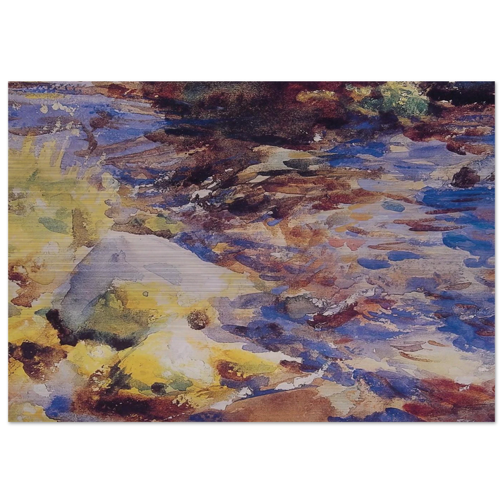 Reflections Rocks and Water - John Singer Sargent Brushed Aluminum Print - 70x100 cm / 28x40 inches | John Singer Sargent Aluminum Print | John Singer Sargent Prints