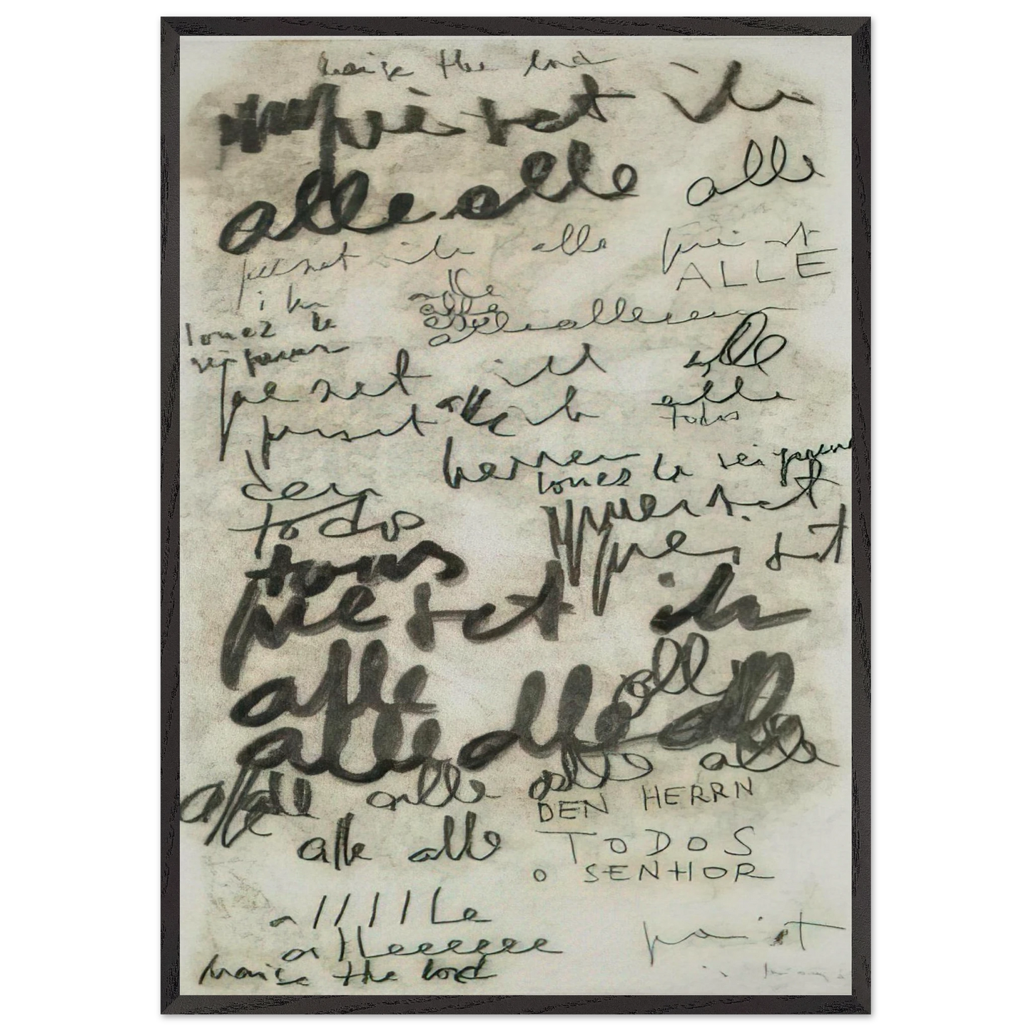 Untitled Alle - 1965 - Mira Schendel 70x100 cm / 28x40 inches Framed Art Print – Black Wooden Frame