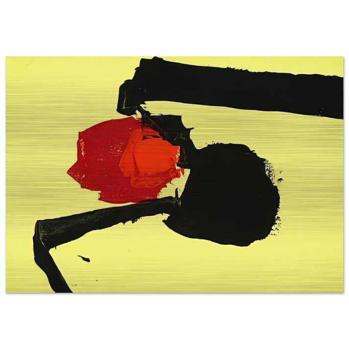 UNTITLED ABSTRACT IN YELLOW BLACK AND RED 1967 - Luis Feito Brushed Aluminum Print - 70x100 cm / 28x40 inches | Luis Feito Aluminum Print | Luis Feito Prints