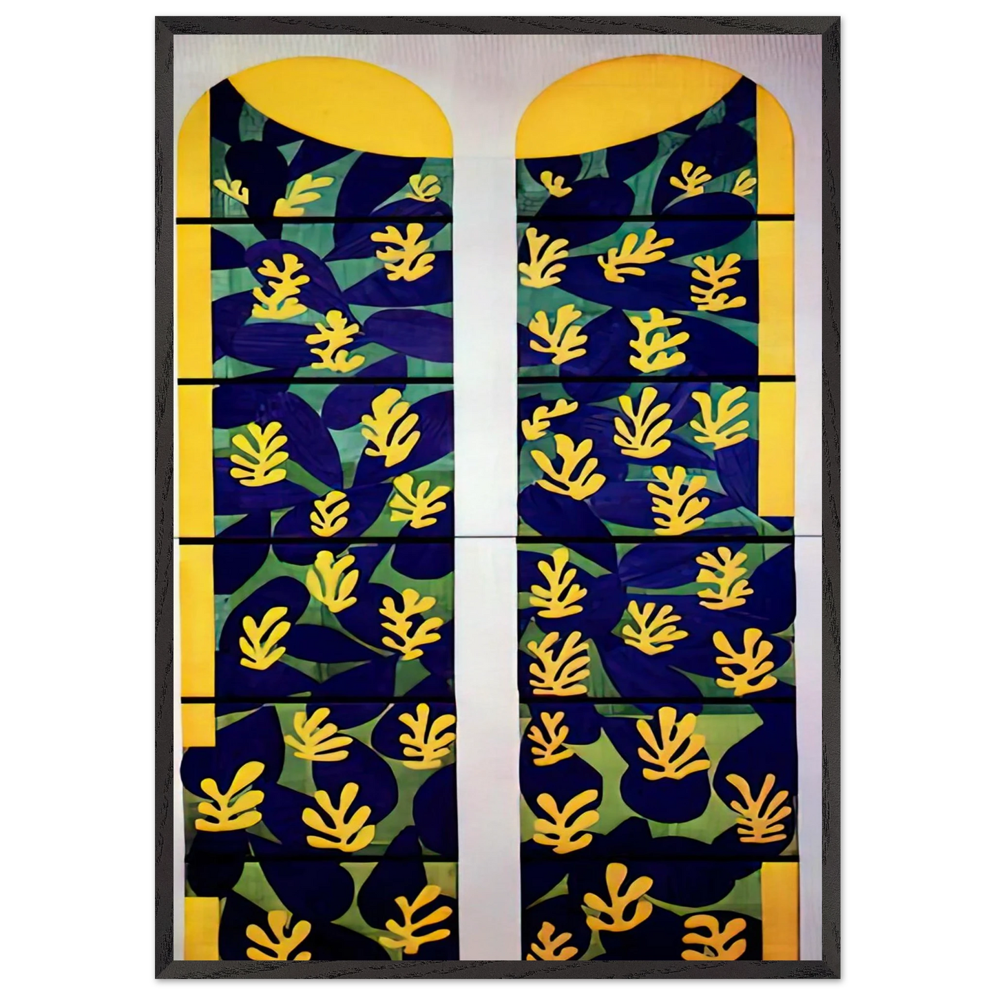 TREE OF LIFE STAINED GLASS BEHIND THE ALTAR IN THE CHAPEL OF THE ROSARY AT VENCE 1951 - Henri Matisse 70x100 cm / 28x40 inches Framed Art Print – Black Wooden Frame