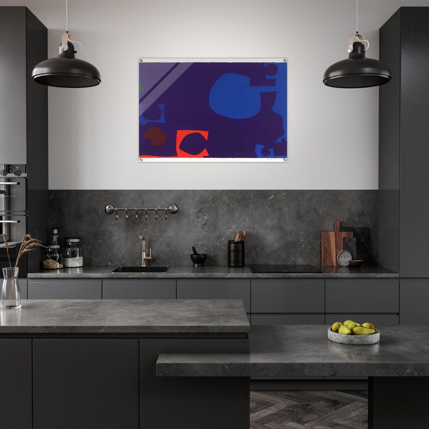 Blue and Deep Violet with Orange, Brown and Green - 1970 - Patrick Heron Acrylic Print - 70x100 cm / 28x40″ inches | Patrick Heron Wall Art | Patrick Heron Prints