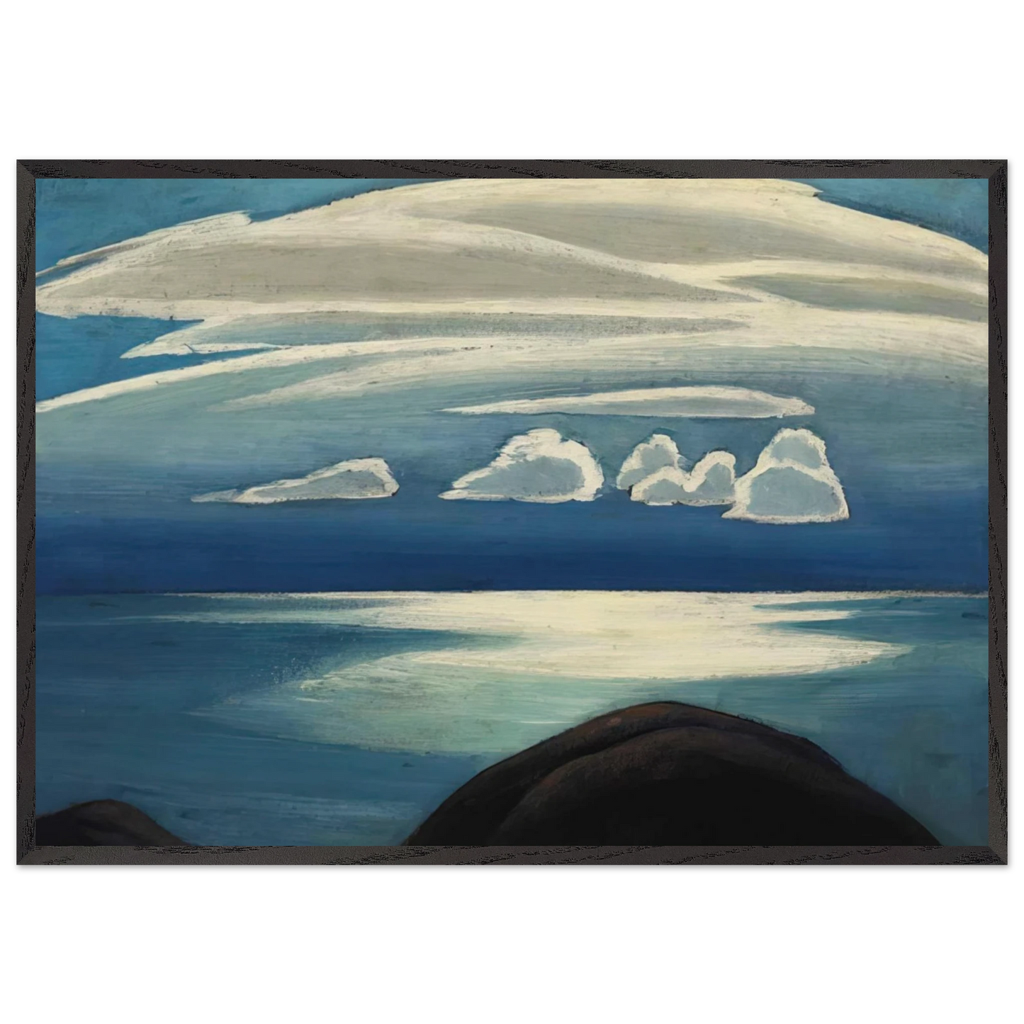 Lake Superior - 1928 - Lawren Harris 70x100 cm / 28x40 inches Framed Art Print – Black Wooden Frame