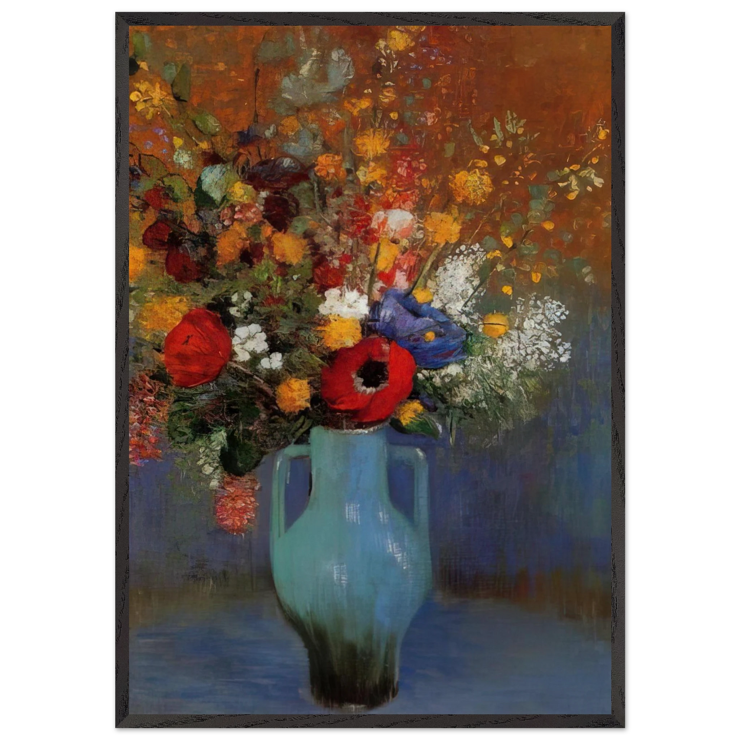 BOUQUET OF WILD FLOWERS 1 - Odilon Redon 70x100 cm / 28x40 inches Framed Art Print – Black Wooden Frame