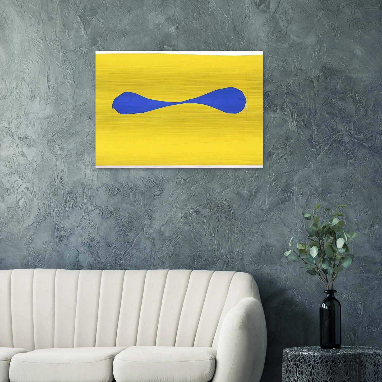 Blue Form on Yellow - Ellsworth Kelly Brushed Aluminum Print - 70x100 cm / 28x40 inches | Ellsworth Kelly Aluminum Print | Ellsworth Kelly Prints
