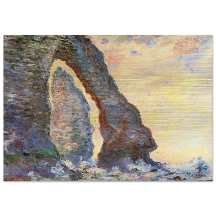 The Rock Needle Seen through the Porte d'Aval - claude monet Brushed Aluminum Print - 70x100 cm / 28x40 inches | claude monet Aluminum Print | claude monet Prints