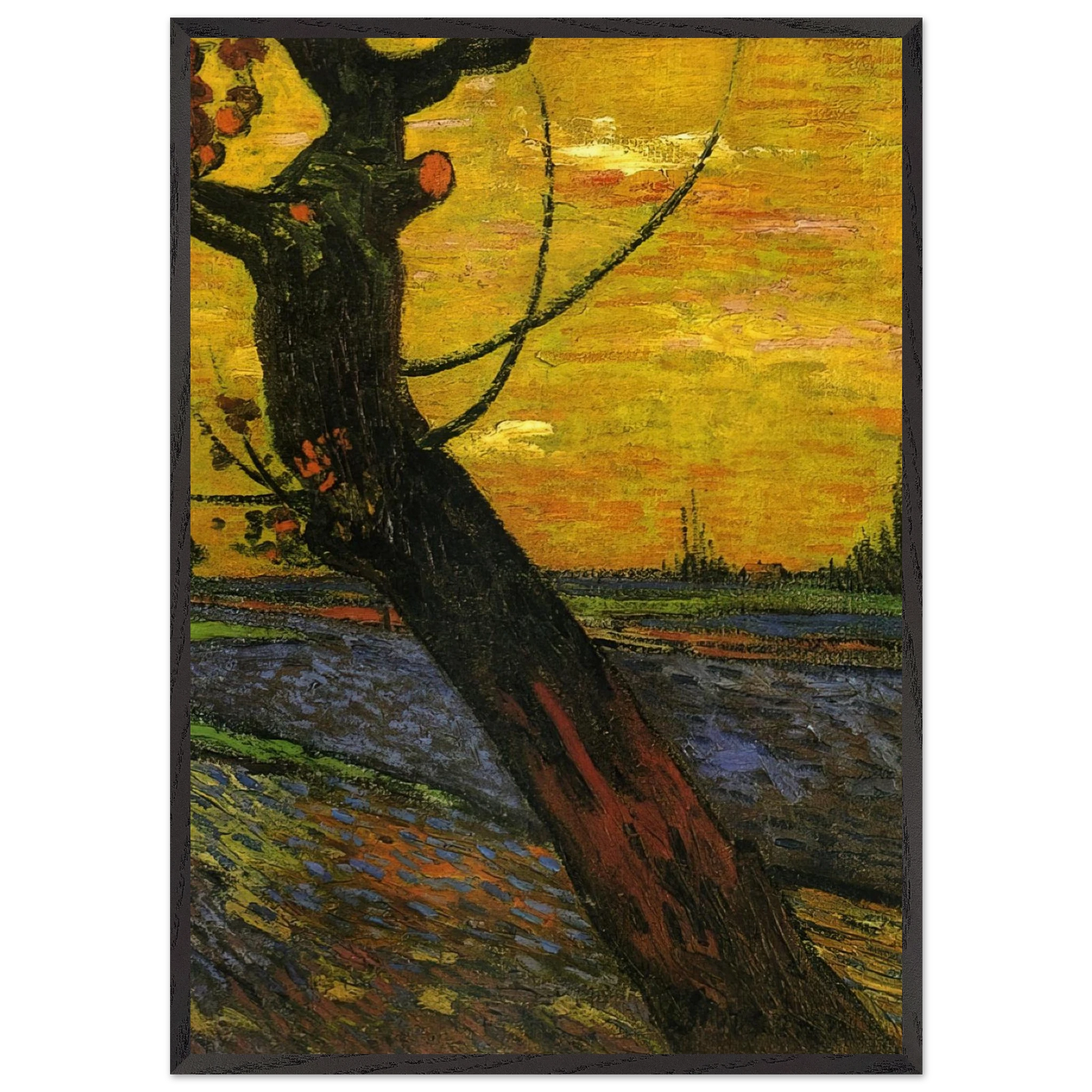 Sower with Setting Sun - Vincent van Gogh 70x100 cm / 28x40 inches Framed Art Print – Black Wooden Frame