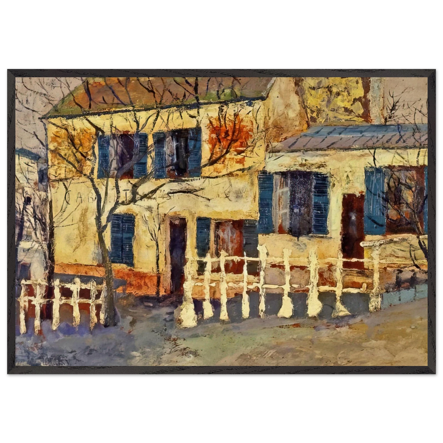 LAPIN AGILE 1 - Maurice Utrillo 70x100 cm / 28x40 inches Framed Art Print – Black Wooden Frame