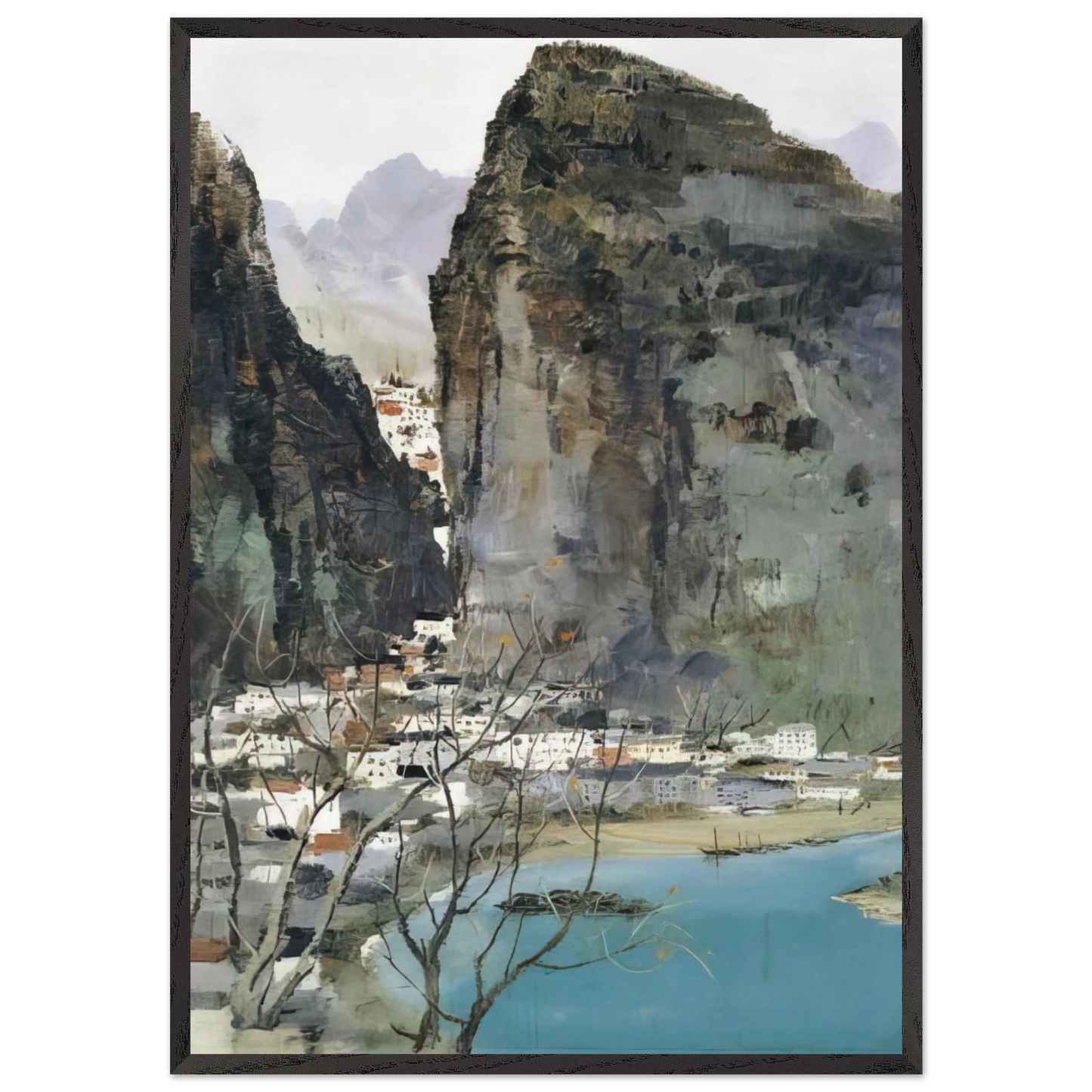 Scenery of Guilin - 1973 - Wu Guanzhong 70x100 cm / 28x40 inches Framed Art Print – Black Wooden Frame