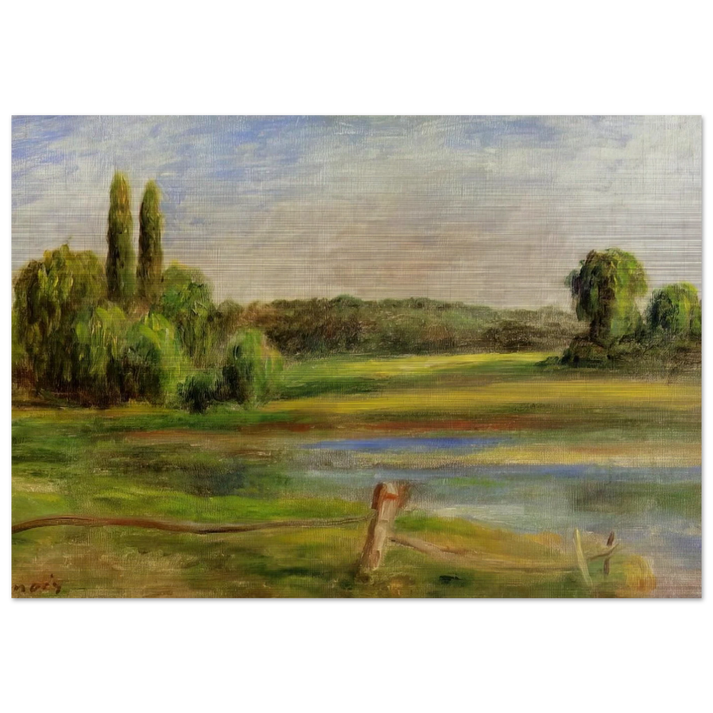 Landscape with Fence - Pierre-Auguste Renoir Brushed Aluminum Print - 70x100 cm / 28x40 inches | Pierre-Auguste Renoir Aluminum Print | Pierre-Auguste Renoir Prints
