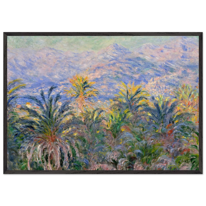 Palm Trees at Bordighera - claude monet 70x100 cm / 28x40 inches Framed Art Print – Black Wooden Frame