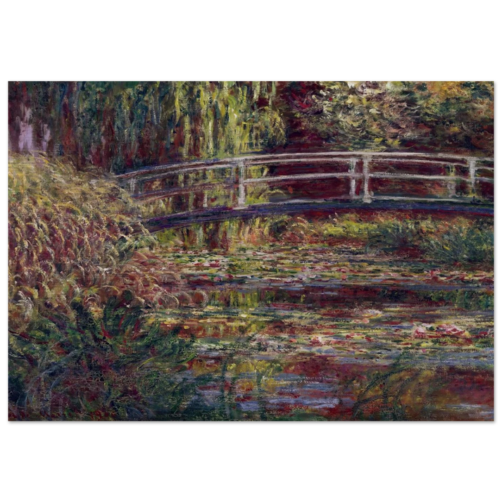 The Japanese Bridge The Water-Lily Pond, Symphony in Rose - claude monet Brushed Aluminum Print - 70x100 cm / 28x40 inches | claude monet Aluminum Print | claude monet Prints