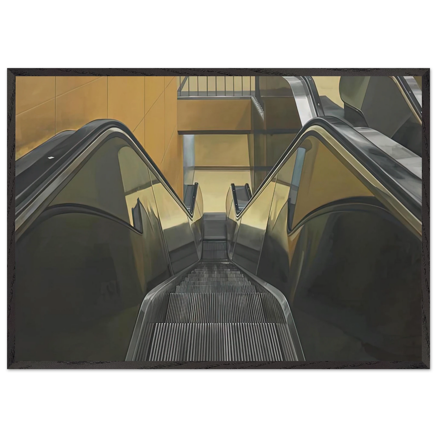 ESCALATOR 1970 - Richard Estes 70x100 cm / 28x40 inches Framed Art Print – Black Wooden Frame