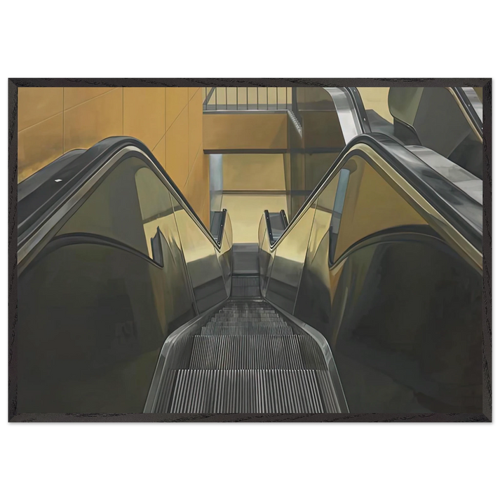 ESCALATOR 1970 - Richard Estes 70x100 cm / 28x40 inches Framed Art Print – Black Wooden Frame