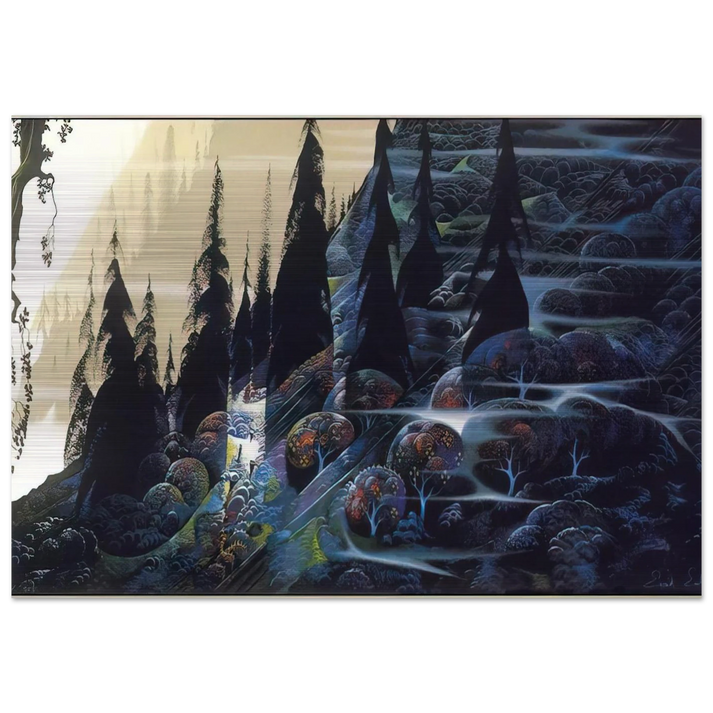 Black Spruce - Eyvind Earle Brushed Aluminum Print - 70x100 cm / 28x40 inches | Eyvind Earle Aluminum Print | Eyvind Earle Prints