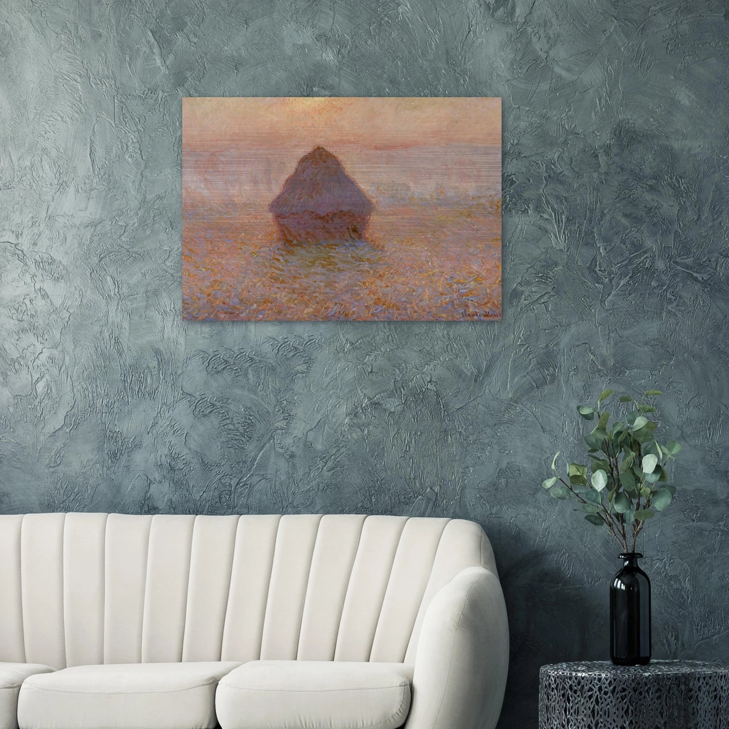 Grainstack, Sun in the Mist - claude monet Brushed Aluminum Print - 70x100 cm / 28x40 inches | claude monet Aluminum Print | claude monet Prints