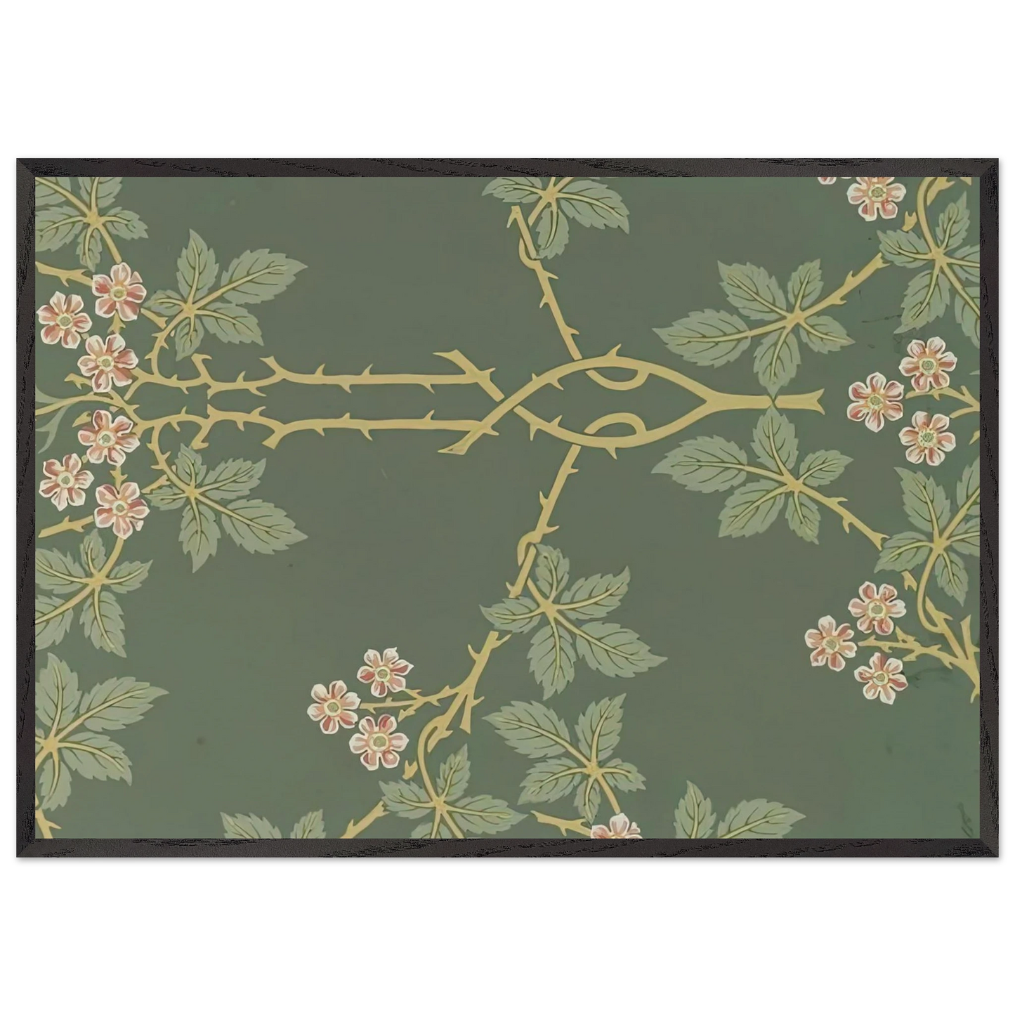 WALLPAPER BLACKBERRY PATTERN 388 1917 - William Morris 70x100 cm / 28x40 inches Framed Art Print – Black Wooden Frame