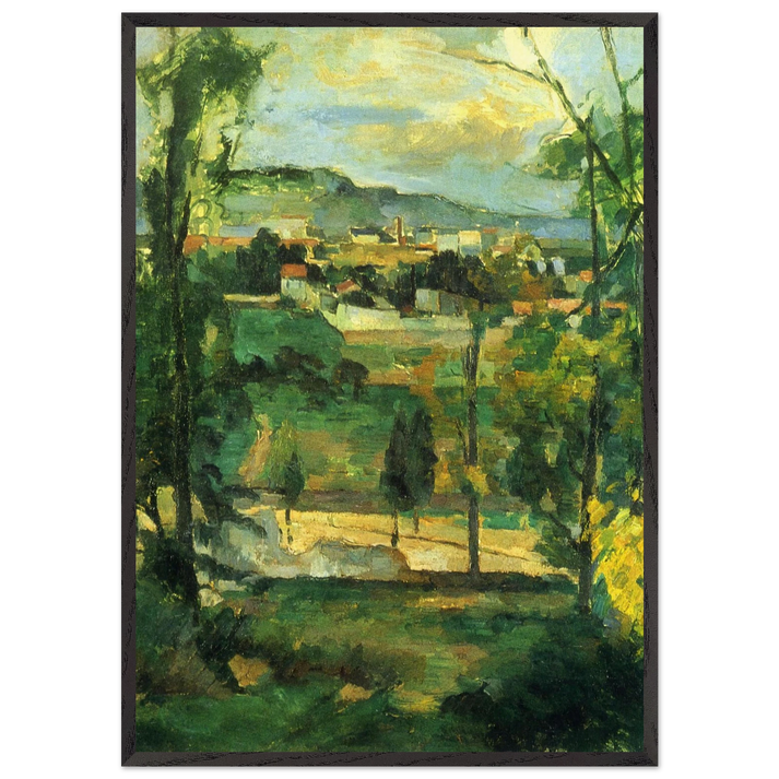 Village behind Trees - Paul Cezanne 70x100 cm / 28x40 inches Framed Art Print – Black Wooden Frame