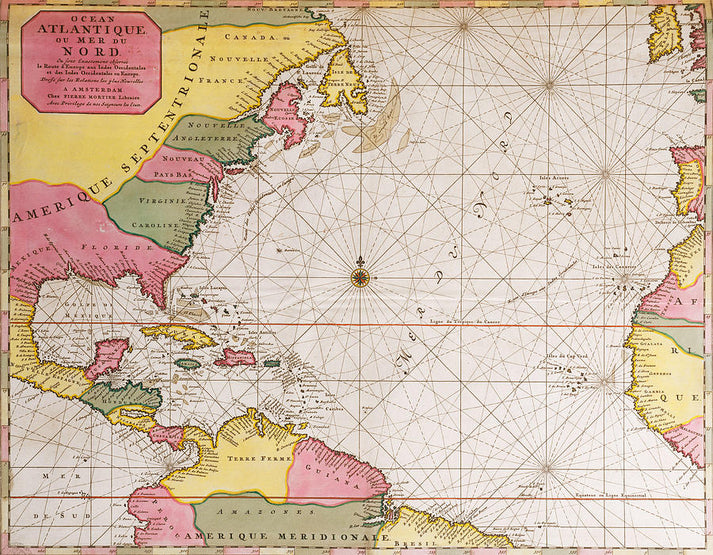 Atlantic Ocean Caribbean Sea Map Art Print | RedKalion