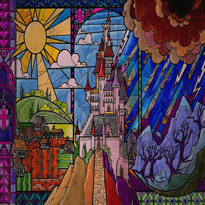 Beauty and the Beast Stained Glass Art Print | RedKalion