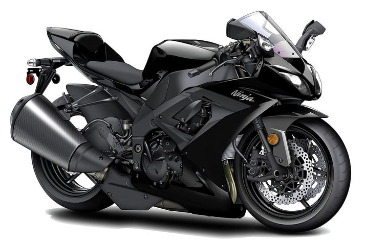 Black Motorcycle Art Print | Premium Fine Art Print | RedKalion