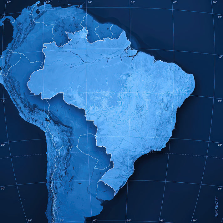 Brazil Topographic Map Art Print | Premium Fine Art Print | RedKalion