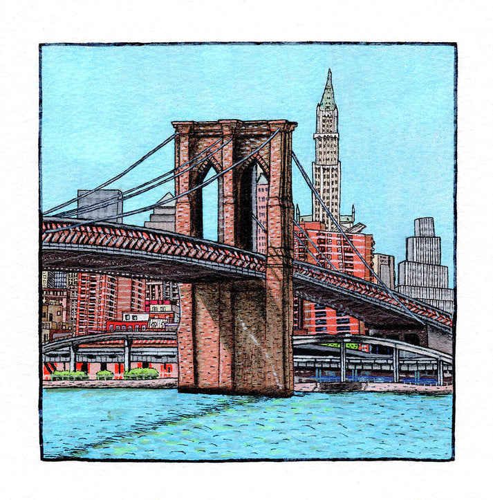 Brooklyn Bridge Drawing Art Print | RedKalion