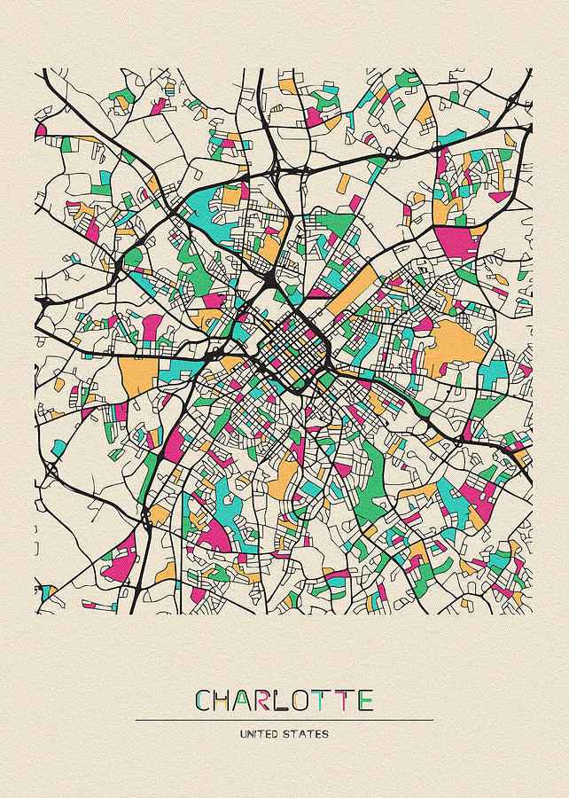 Charlotte City Map Art Print | Premium Historical Cartography | RedKalion